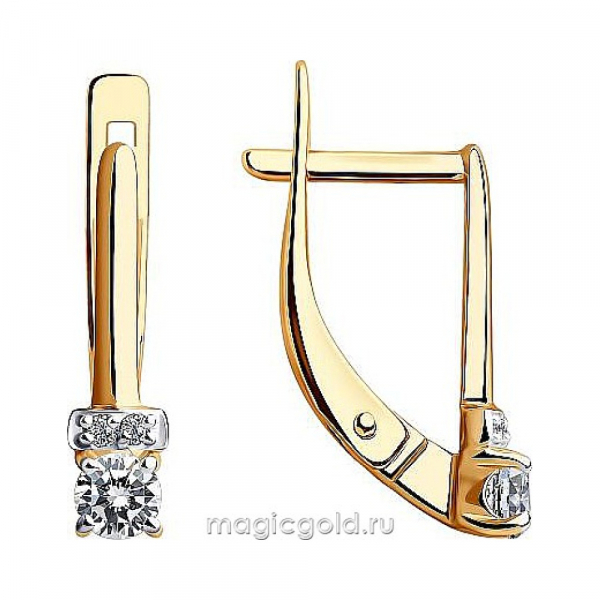 Золотые серьги с фианитом № 174063