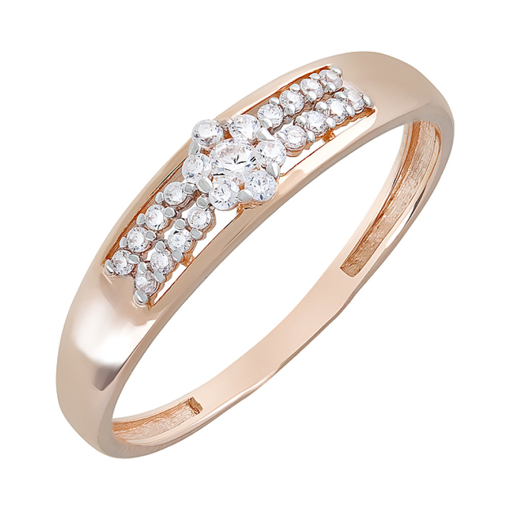 Золотое кольцо с фианитами № 123345