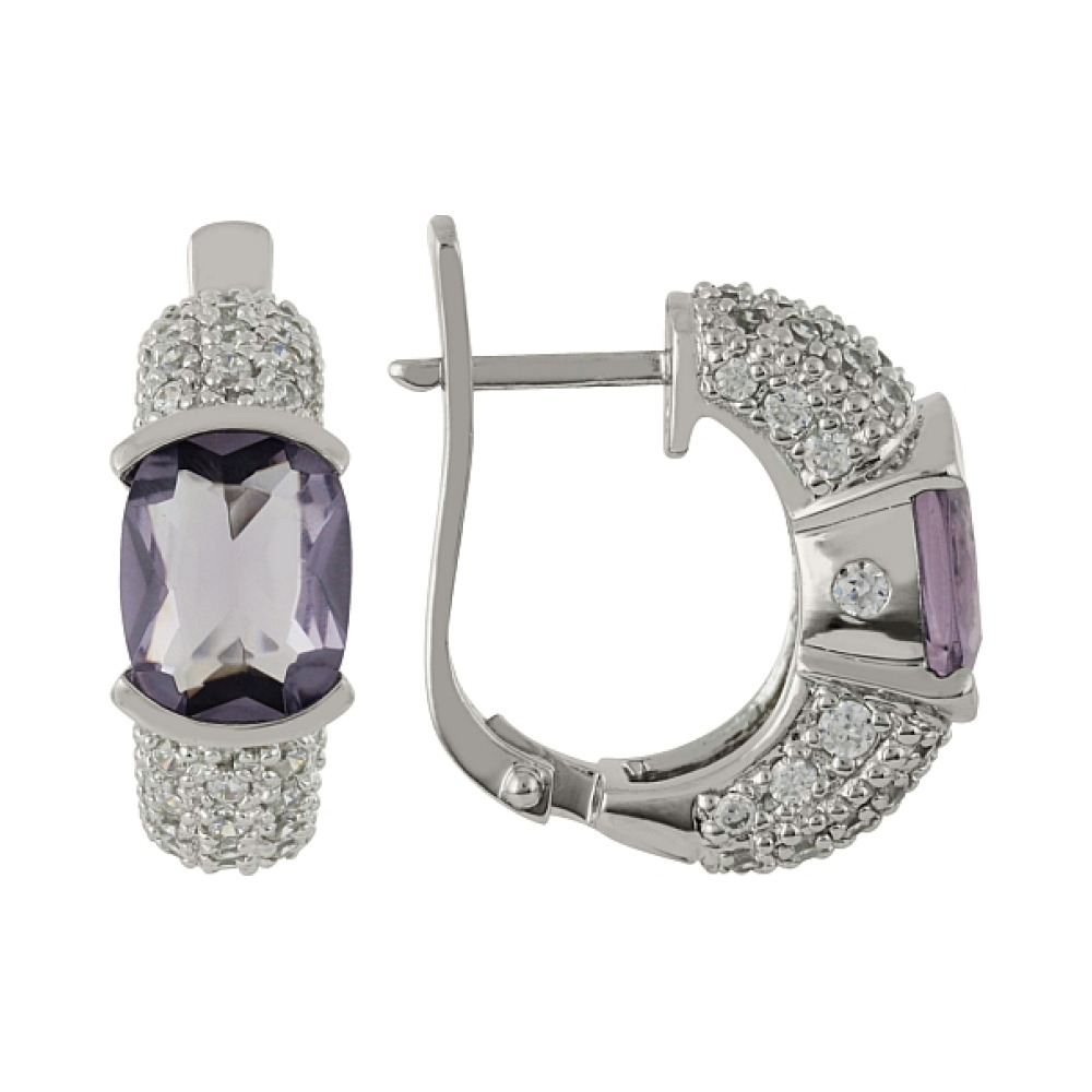 Серебряные серьги с фианитом № 100798