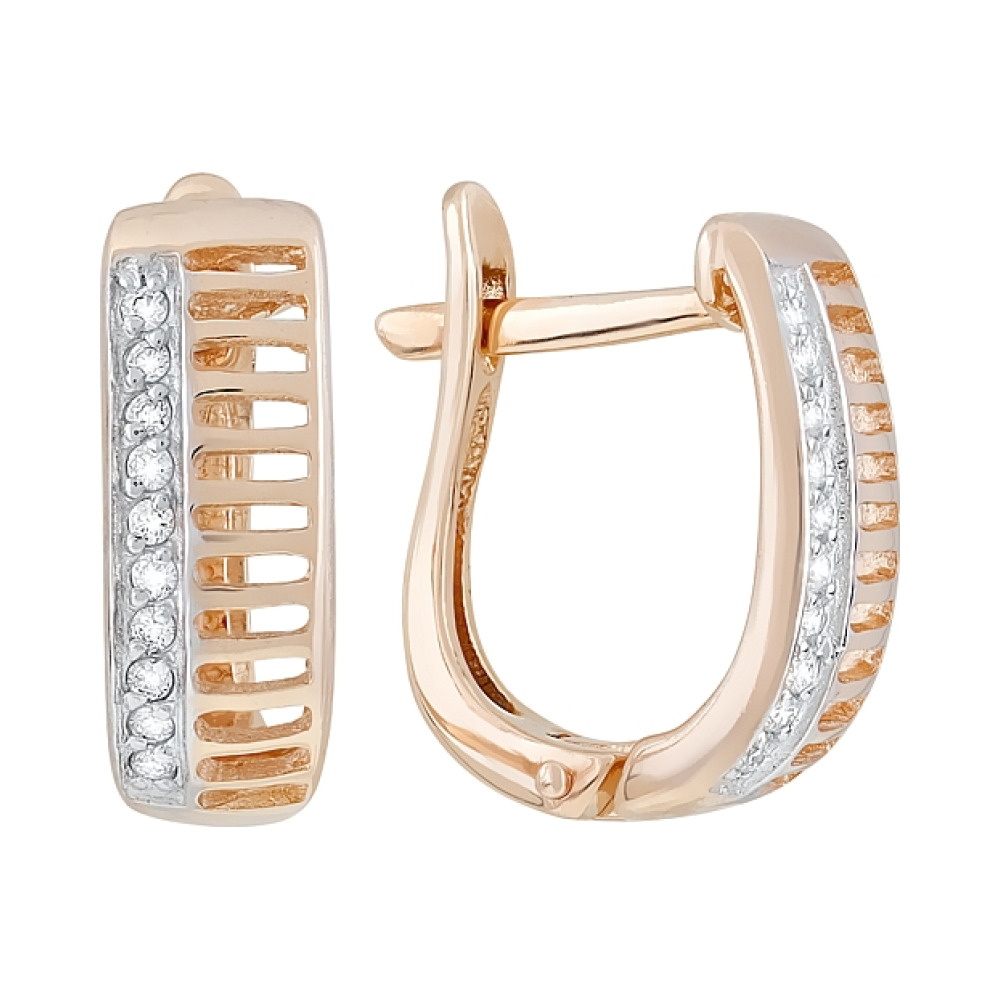 Золотые серьги с бриллиантом № 117665