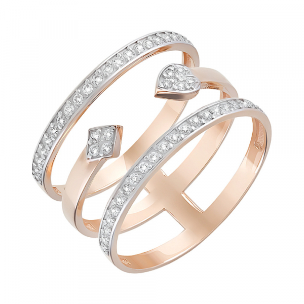 Золотое кольцо с фианитами № 128442