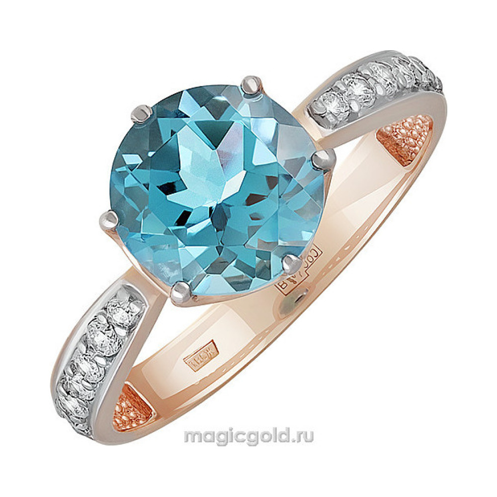 Золотое кольцо с топазом и фианитом № 138862