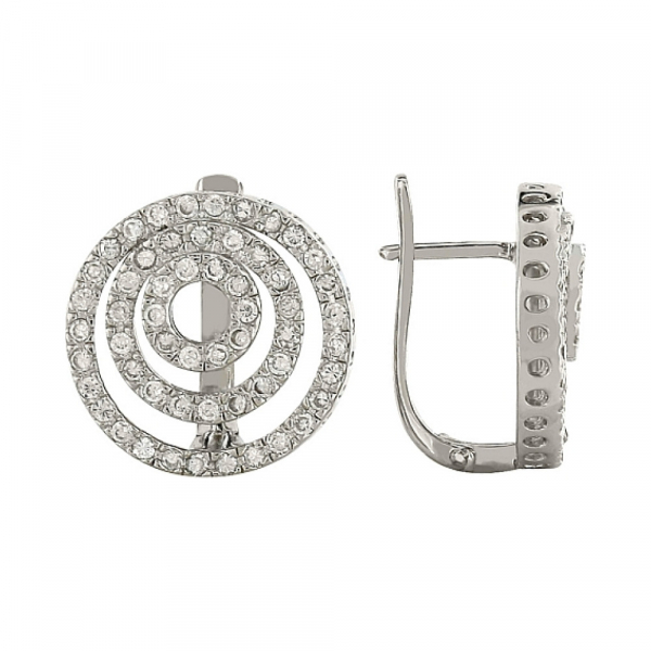 Серебряные серьги с фианитом № 83362