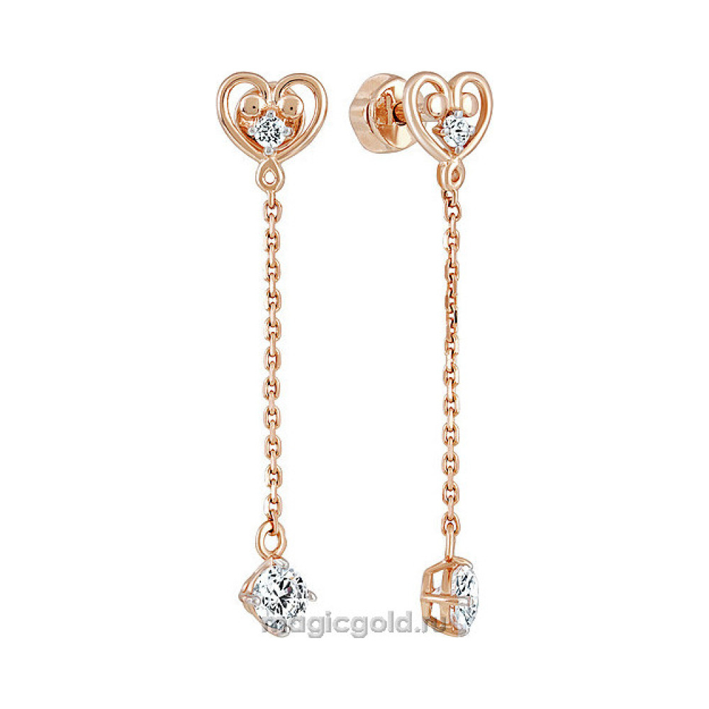 Пуссеты с фианитом № 140453