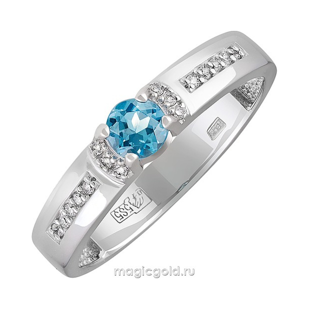 Золотое кольцо с топазом и фианитом № 137723