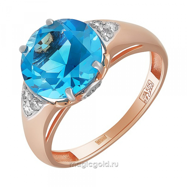 Золотое кольцо с топазом и фианитом № 164218