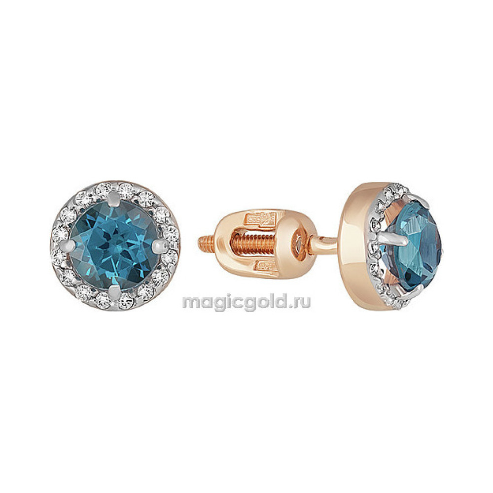Пуссеты с топазом и фианитом № 159029