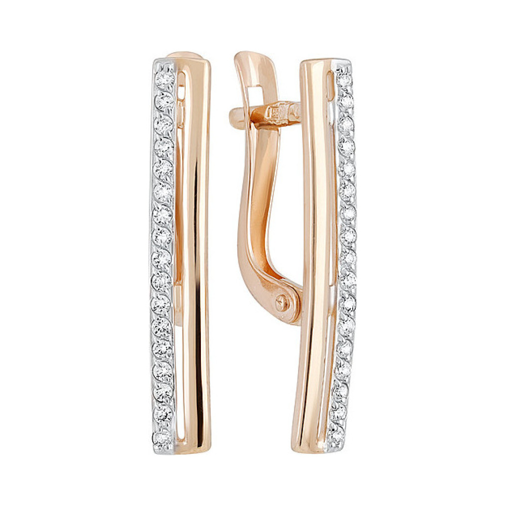 Золотые серьги с фианитом № 133714