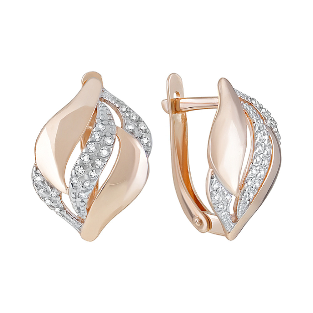 Золотые серьги с фианитами № 123462