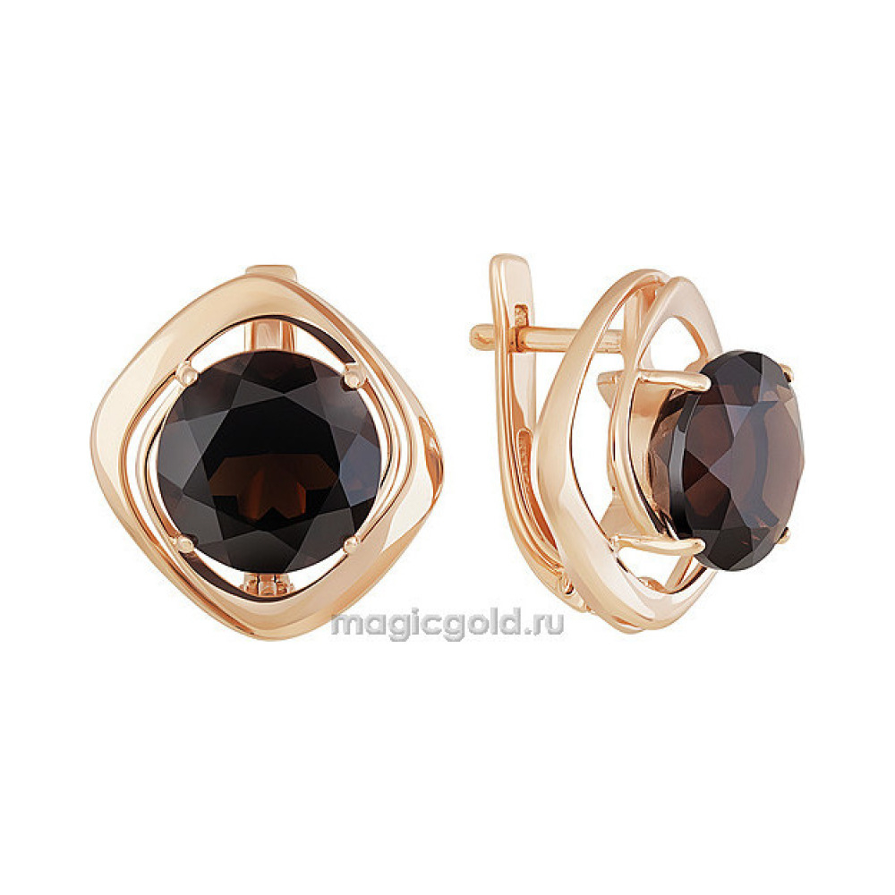 Золотые серьги с раухтопазом № 160616