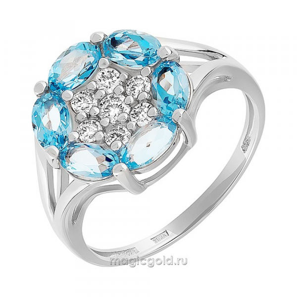 Золотое кольцо с топазом и фианитом № 166594