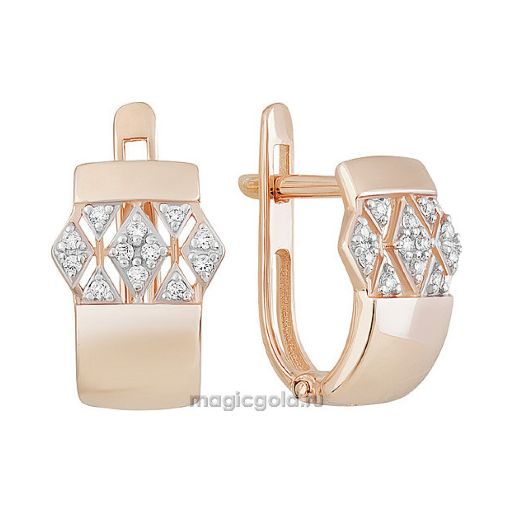 Золотые серьги с фианитом № 155913