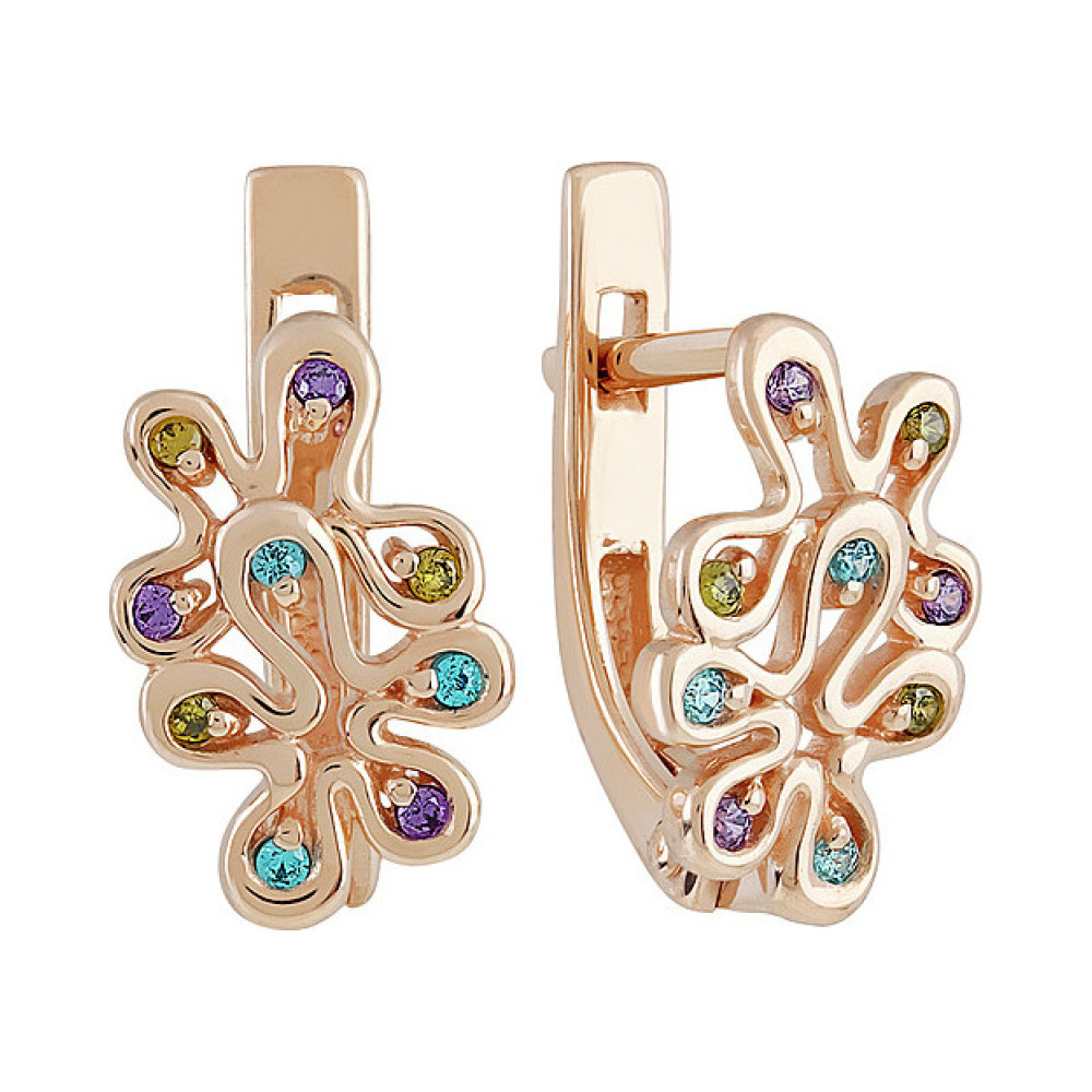 Золотые серьги с фианитом № 137411