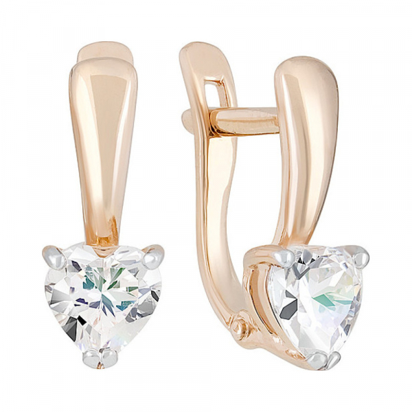 Золотые серьги с фианитом № 129192