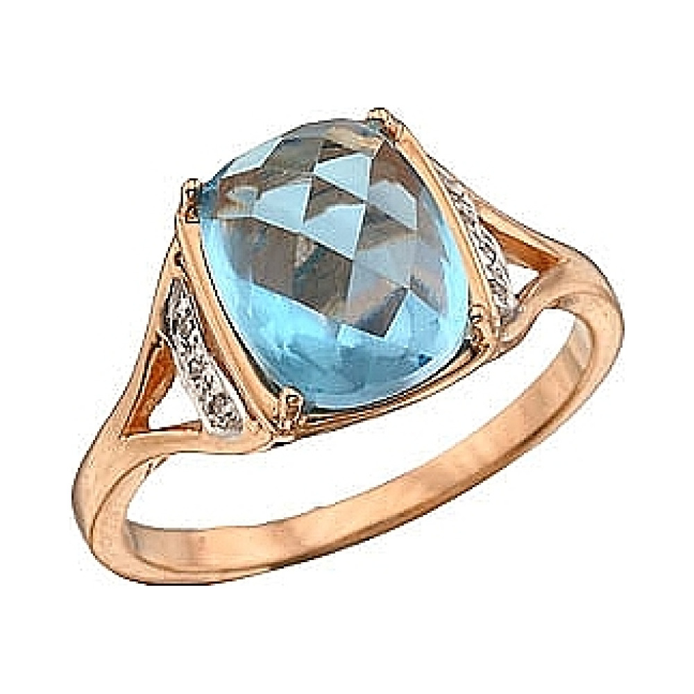 Золотое кольцо с бриллиантом и топазом № 35347