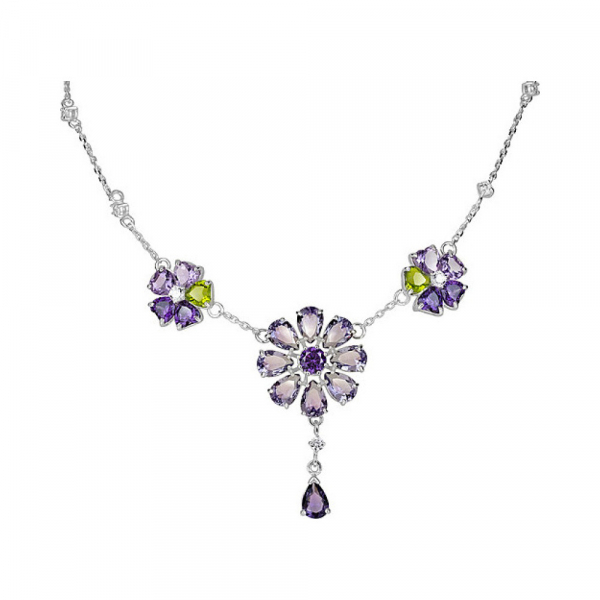 Серебряное колье с аметистом,алпанитом и фианитом № 133574