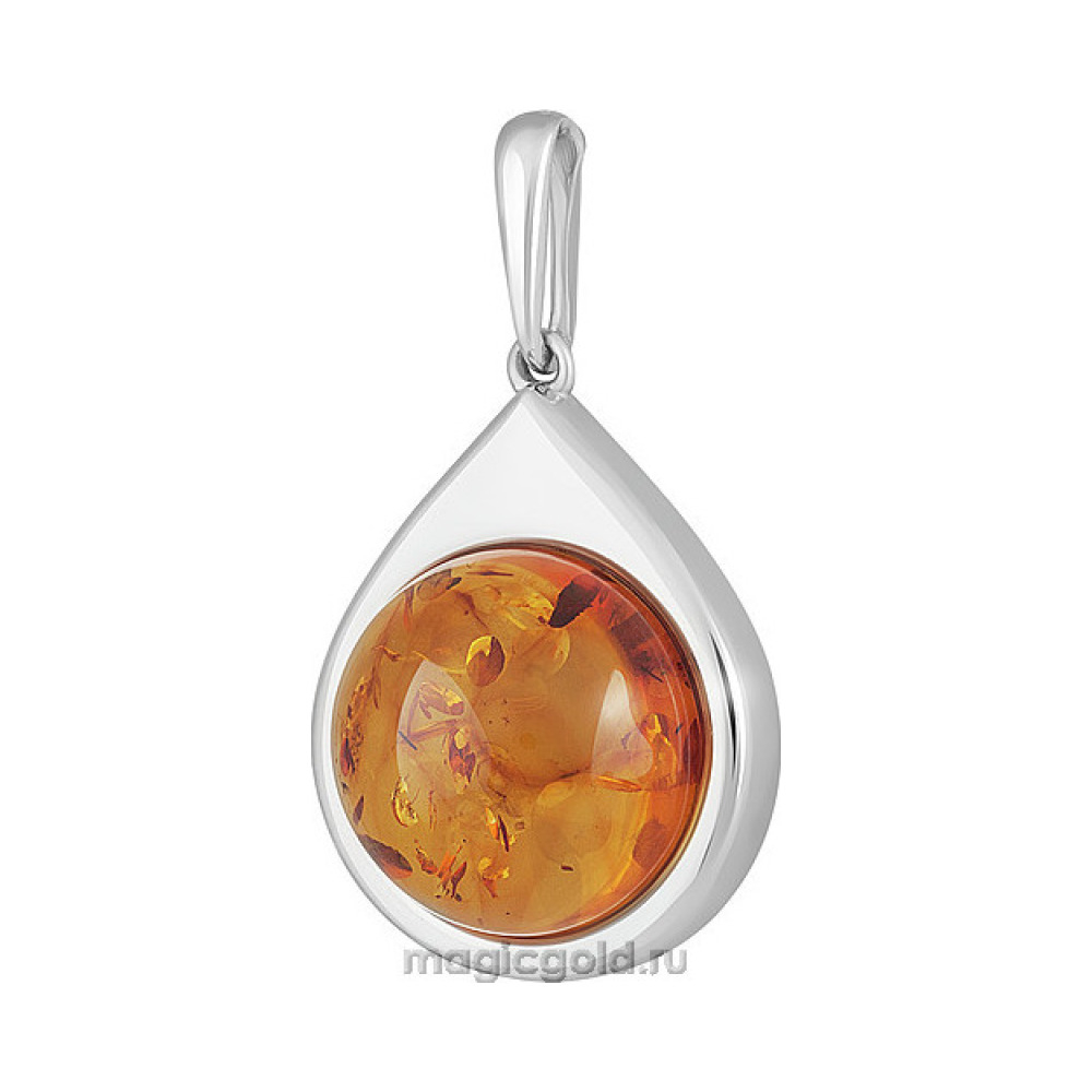 Серебряная подвеска с янтарем № 151436