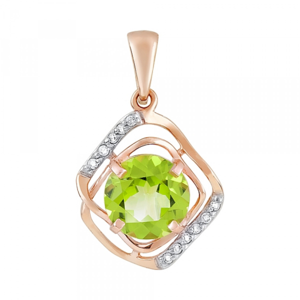 Золотая подвеска с хризолитом и фианитом № 120197