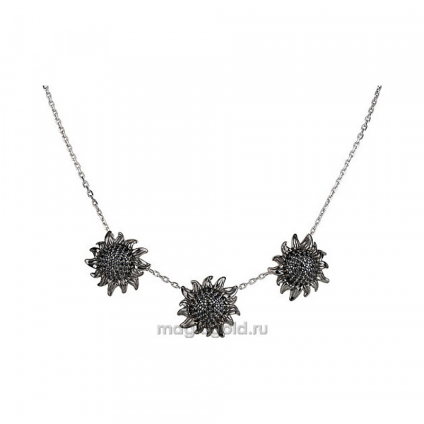 Серебряное колье с фианитом и черным покрытием № 137359