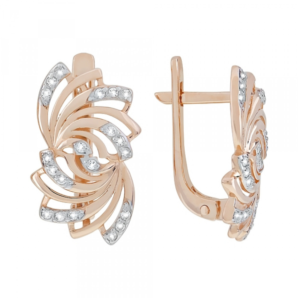 Золотые серьги с фианитами № 116664