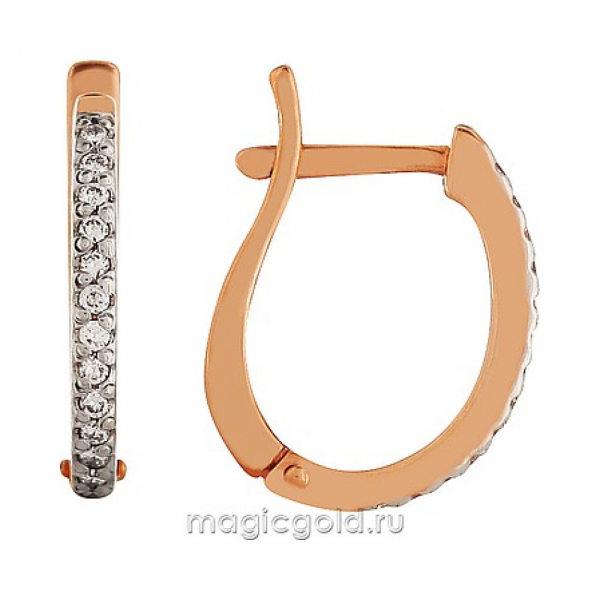 Золотые серьги с бриллиантом № 76887
