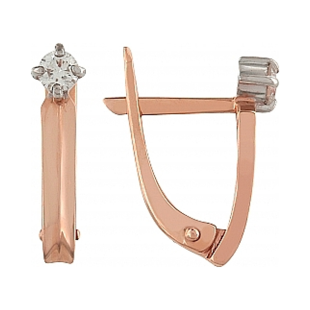 Золотые серьги с бриллиантом № 103053