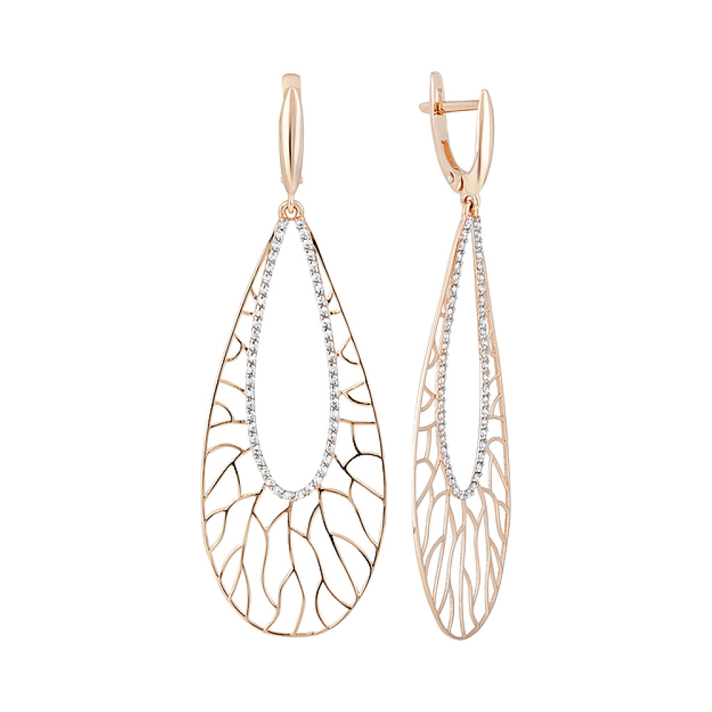 Золотые серьги с фианитами № 128783