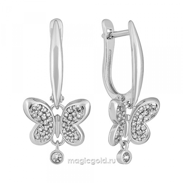 Серебряные серьги с фианитом № 140494