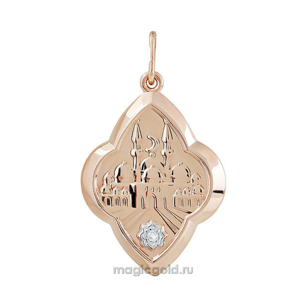 Золотая подвеска с фианитом № 140433