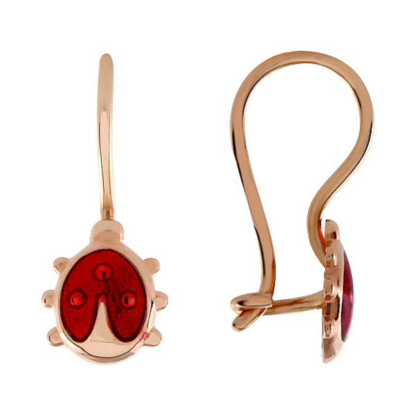 Золотые серьги с эмалью № 97072