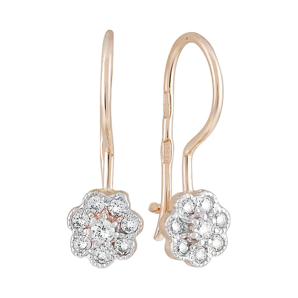 Золотые серьги с фианитами № 127455