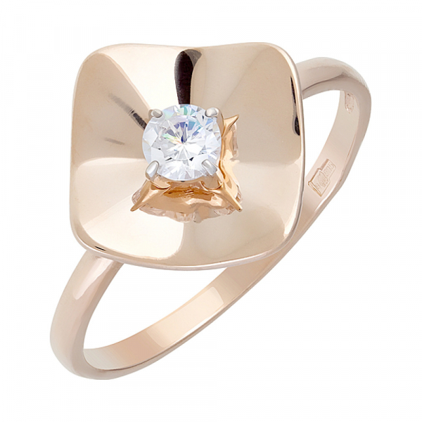 Золотое кольцо с фианитом № 129098