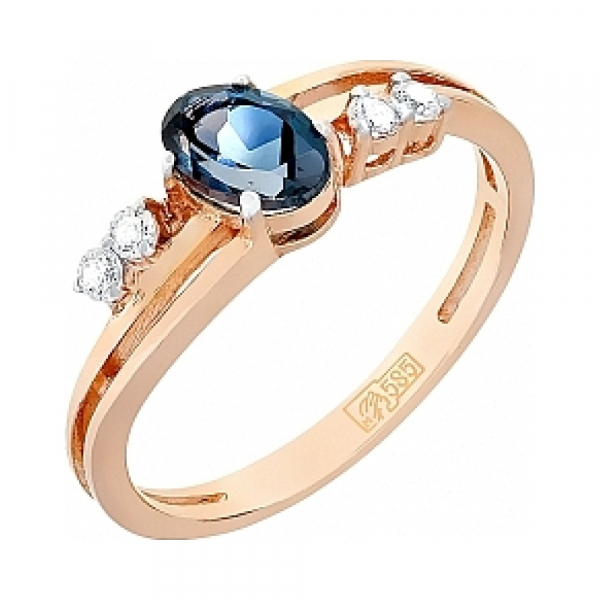 Золотое кольцо с топазом и фианитом № 115745
