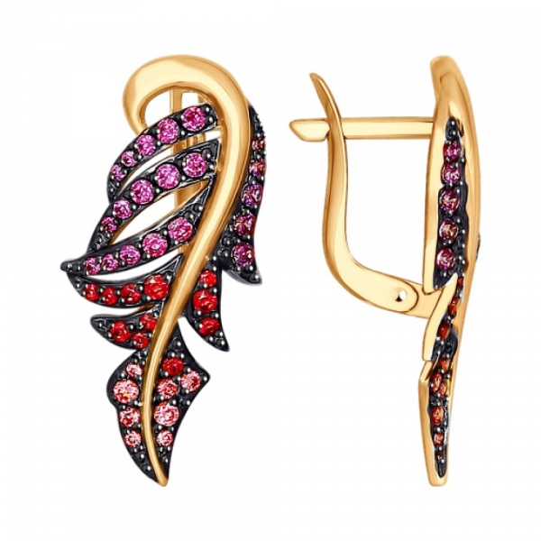 Золотые серьги с фианитом № 140939