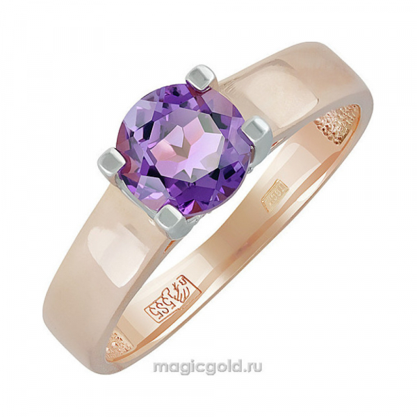 Золотое кольцо с аметистом и фианитом № 139168