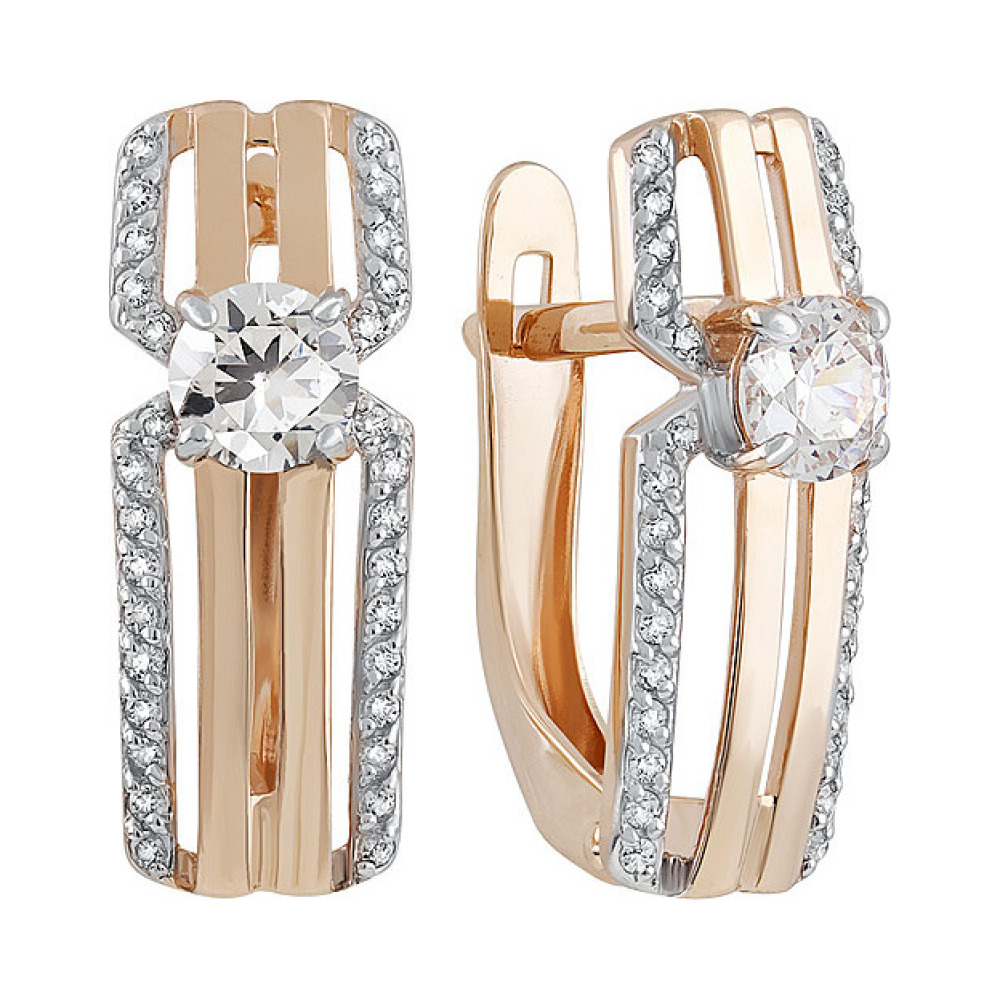 Золотые серьги с фианитом № 135173