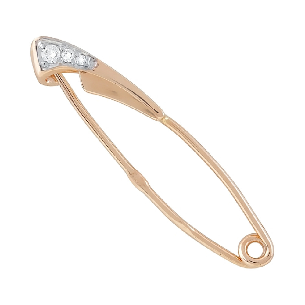 Золотая брошь с фианитом № 120698