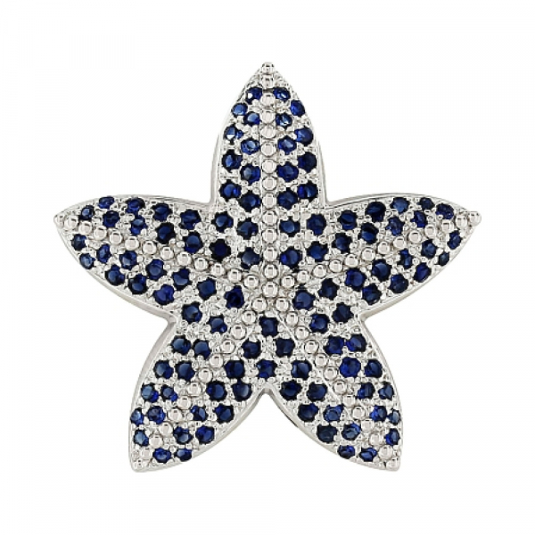 Серебряная брошь с имитац.корунда № 80524