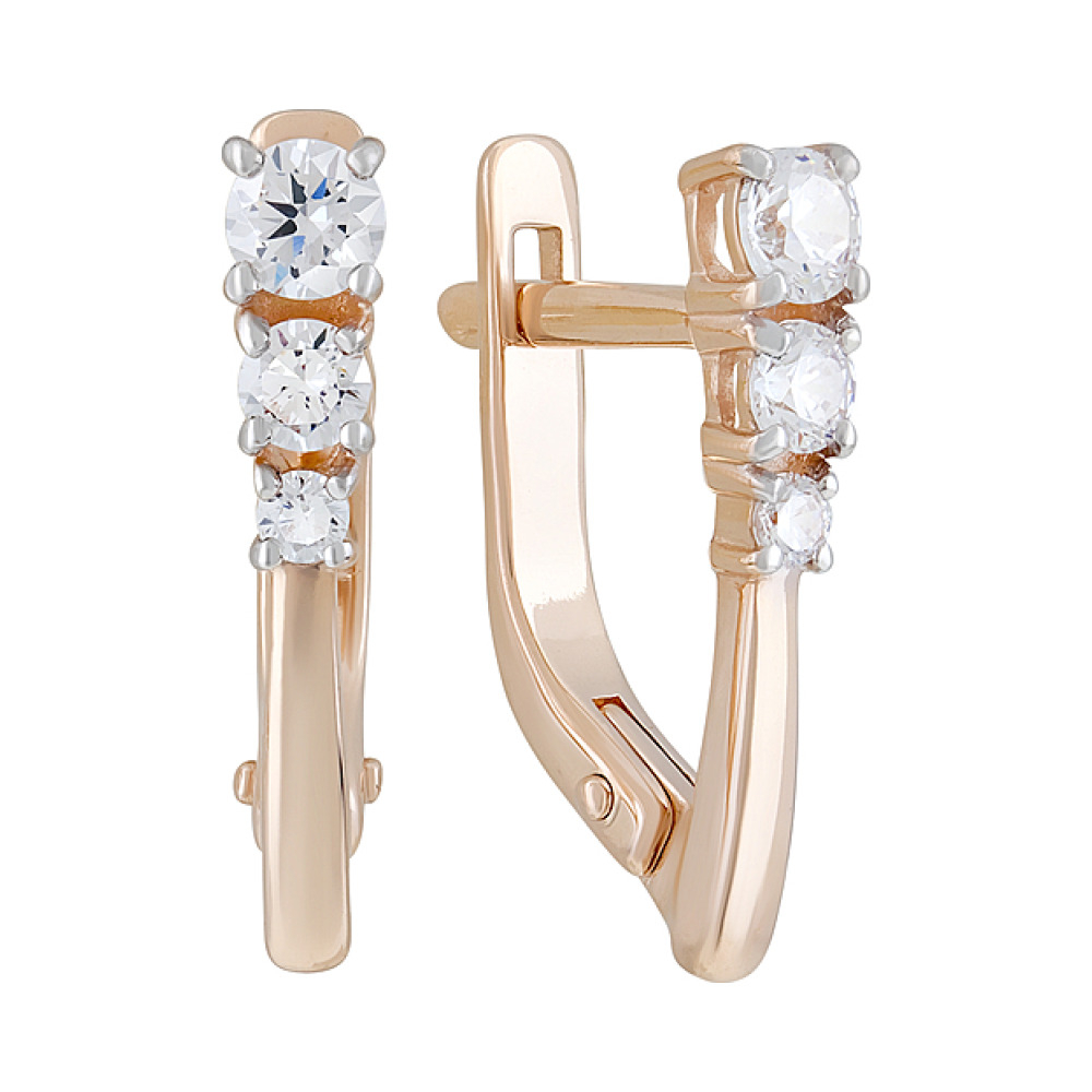 Золотые серьги с фианитами № 127815