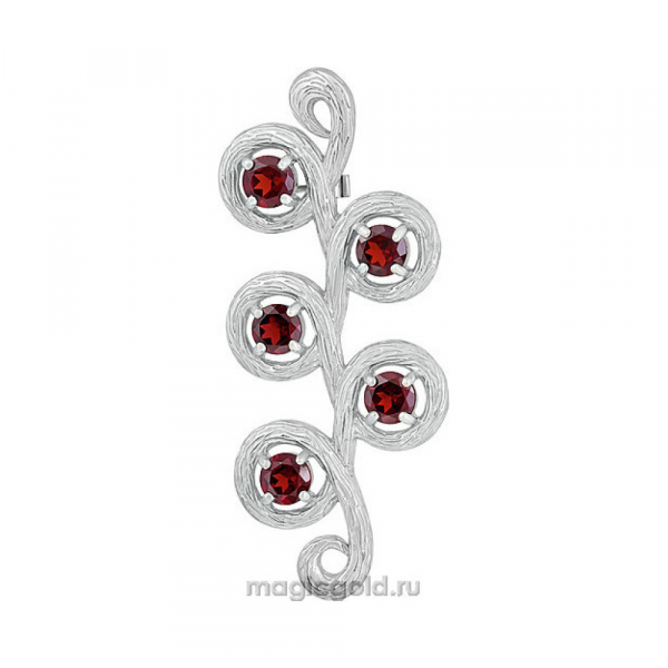 Серебряная брошь с гранатом № 135197