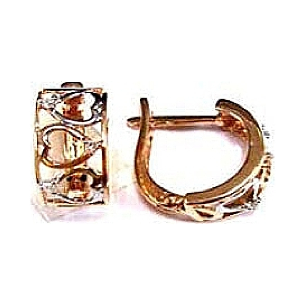 Золотые серьги с бриллиантом № 71385