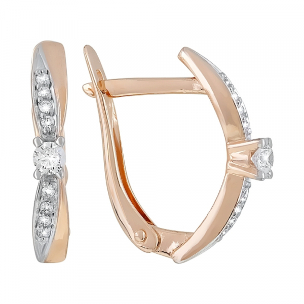 Золотые серьги с фианитами № 120675