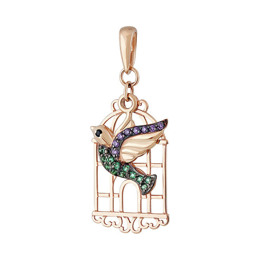 Золотая подвеска с фианитом № 136954