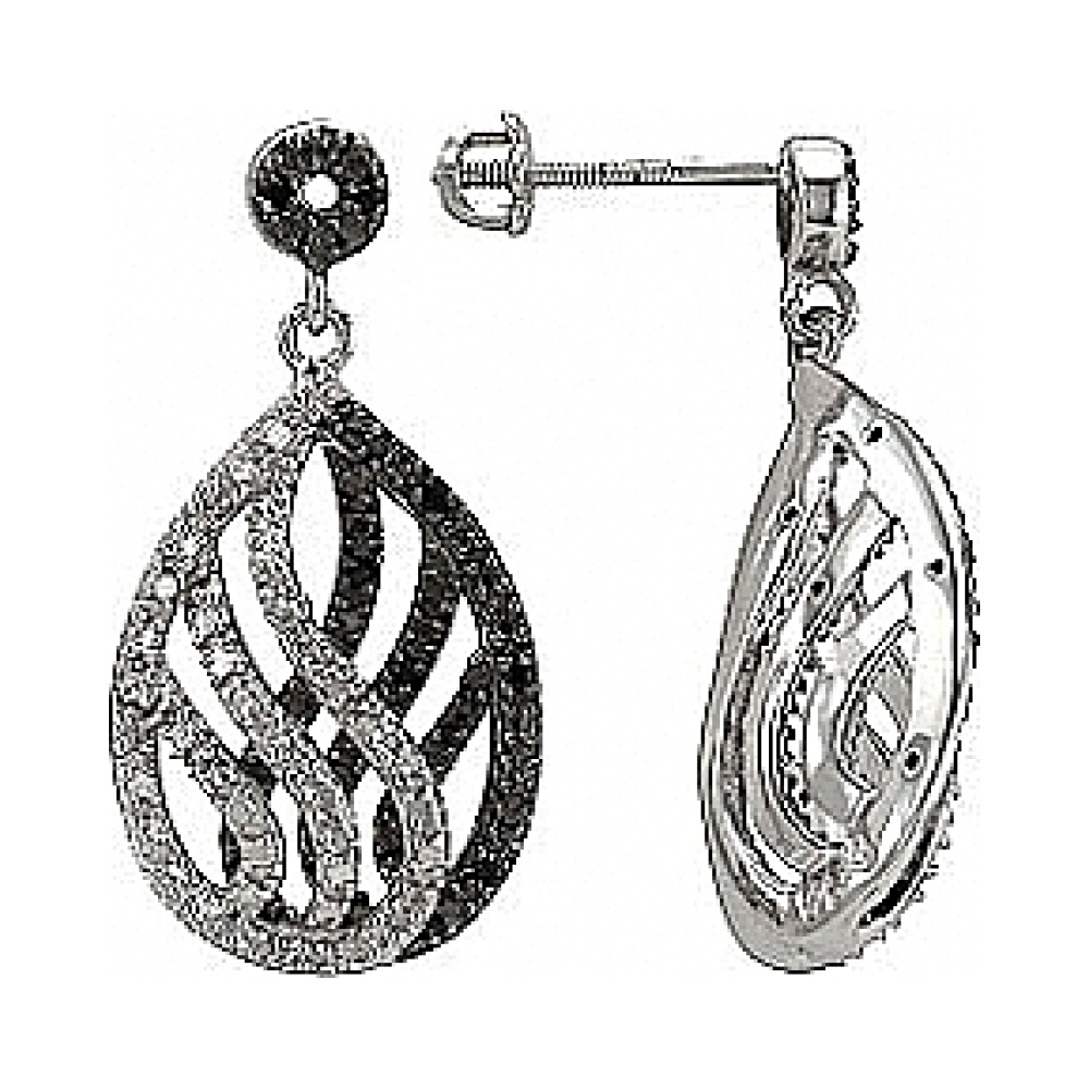 Серебряные серьги с фианитом № 74993