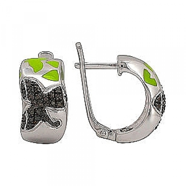 Серебряные серьги с эмалью № 70908