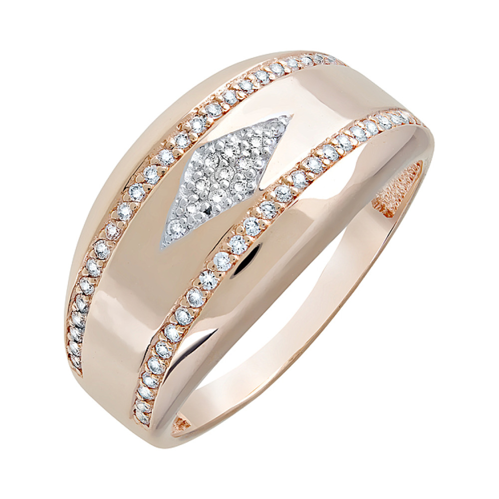 Золотое кольцо с фианитами № 122999