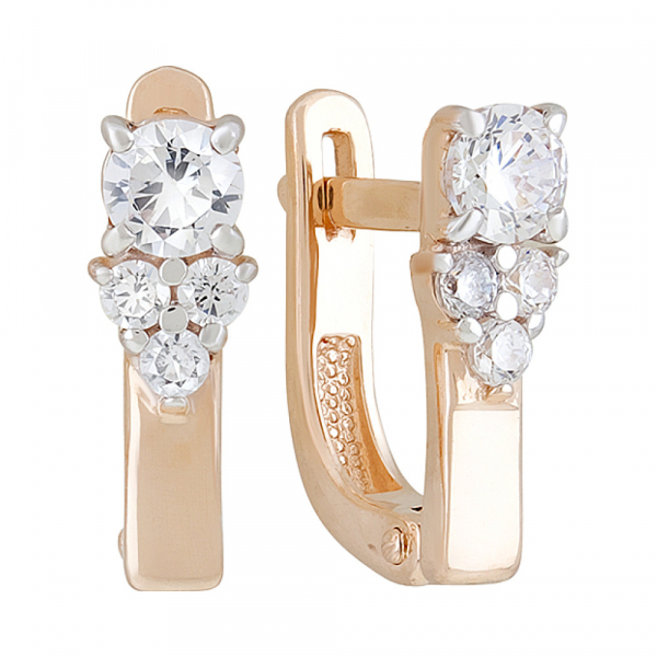 Золотые серьги с фианитами № 127588