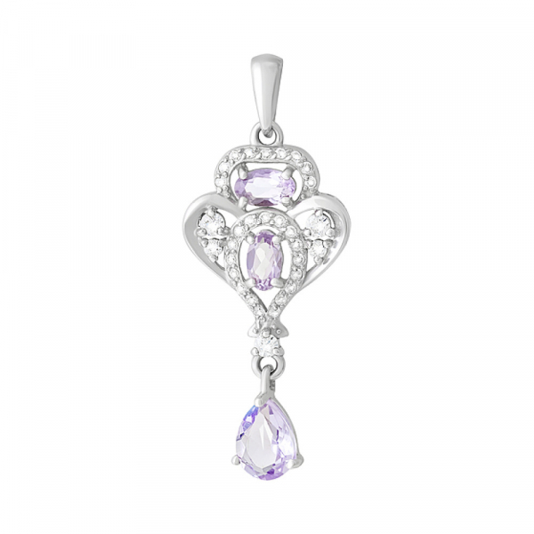 Серебряная подвеска с аметистом и фианитом № 126918