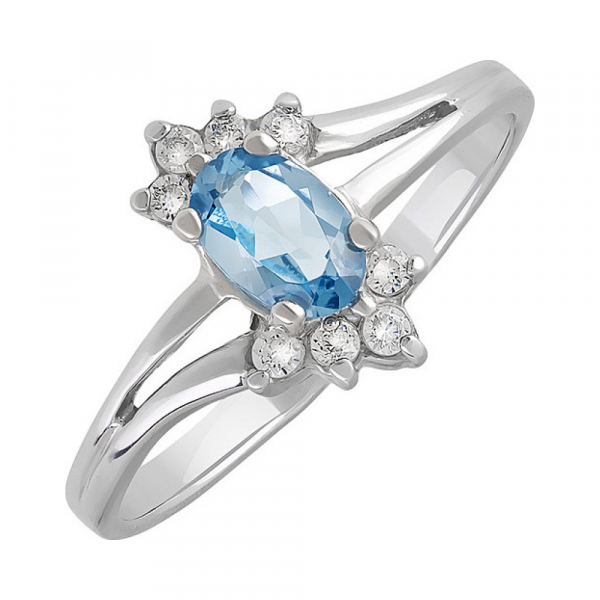 Серебряное кольцо с топазом и фианитом № 130141