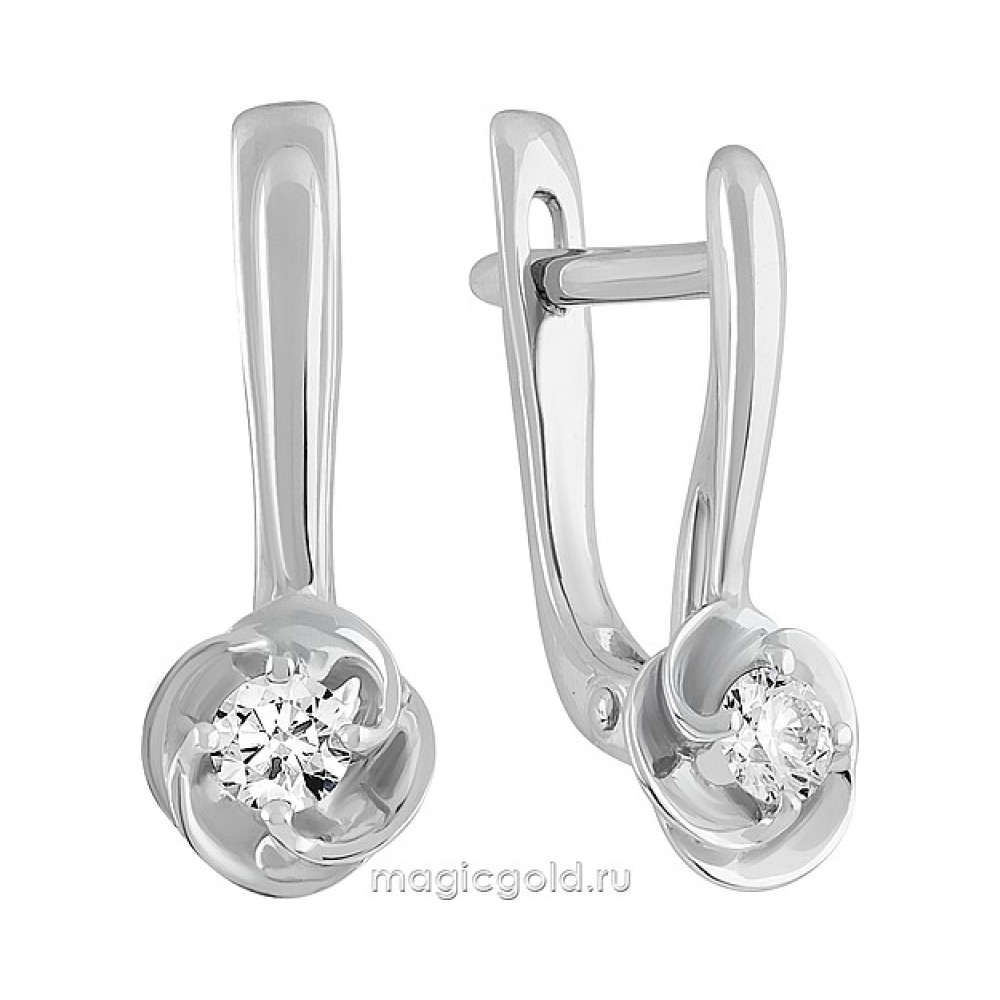Золотые серьги с бриллиантом № 139498